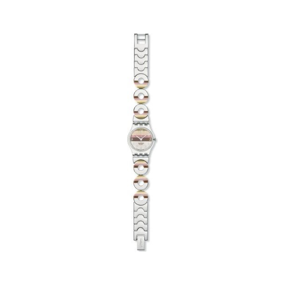 Swatch Women's Lk258g Quartz Stainless Steel Silver Pink Brown Dial Measures Seconds Watch