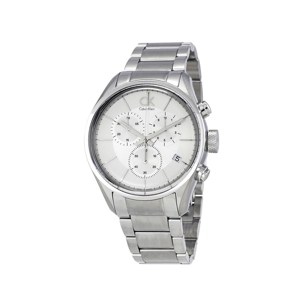 Masculine Silver Dial Men Chronograph Watch
