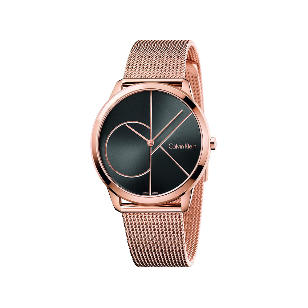 Minimal Rose Gold Tone Black Dial