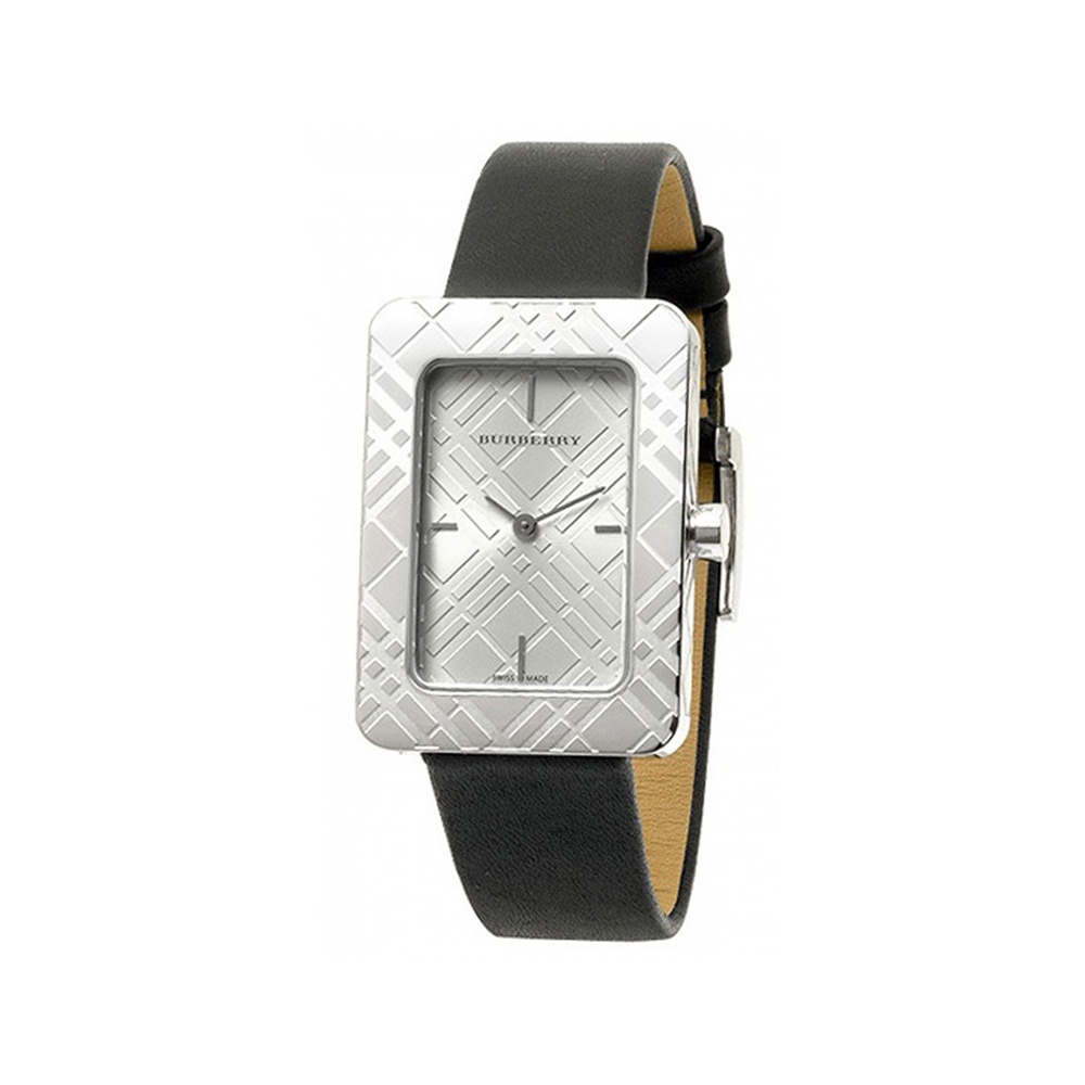 Ladies Engraved Black Leather Strap BU1150