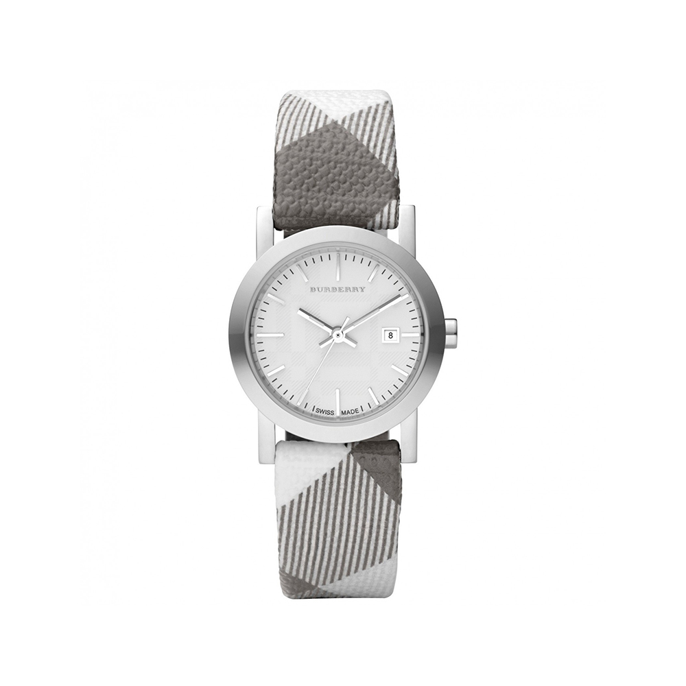 Smoked Checked' Leather Strap Women Watch