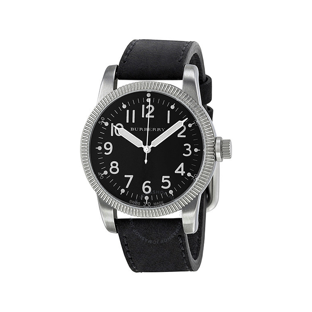 Military Black Dial Black Leather Strap Men Watch BU7805