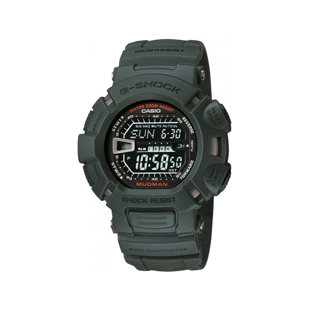 Men Black Dial Silicone Band Watch - G-9000-3VDR