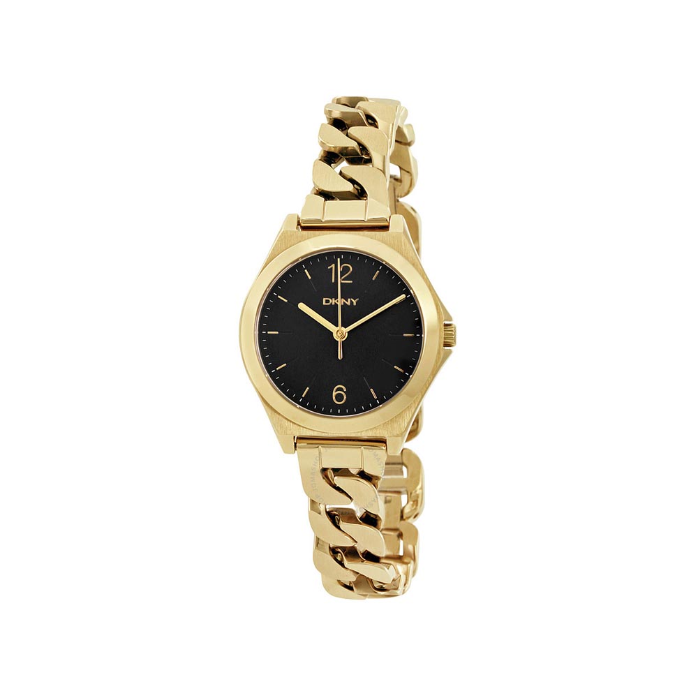 DKNY Parsons Black Dial Ladies Gold Tone Watch