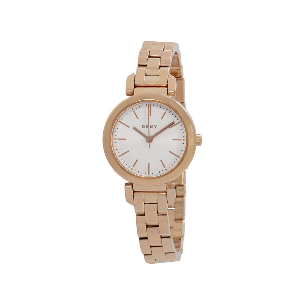 DKNY Ellington Silver Dial Ladies Rose Gold Tone Watch