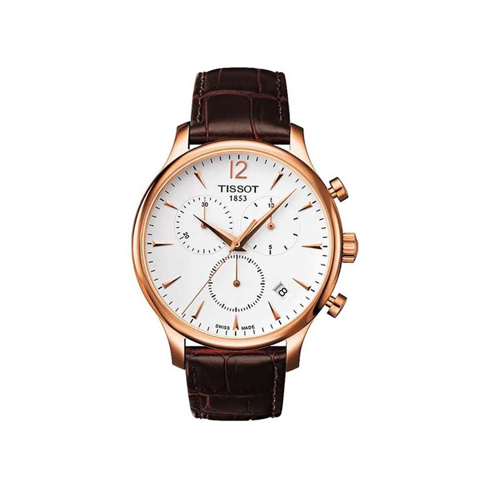 TISSOT Men's Leather Chronograph Wrist Watch T063.617.36.037