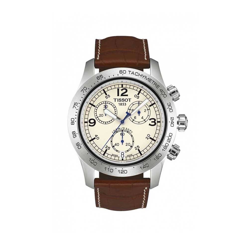 Tissot V8 Men's Beige Dial Leather Band Watch - T36131672