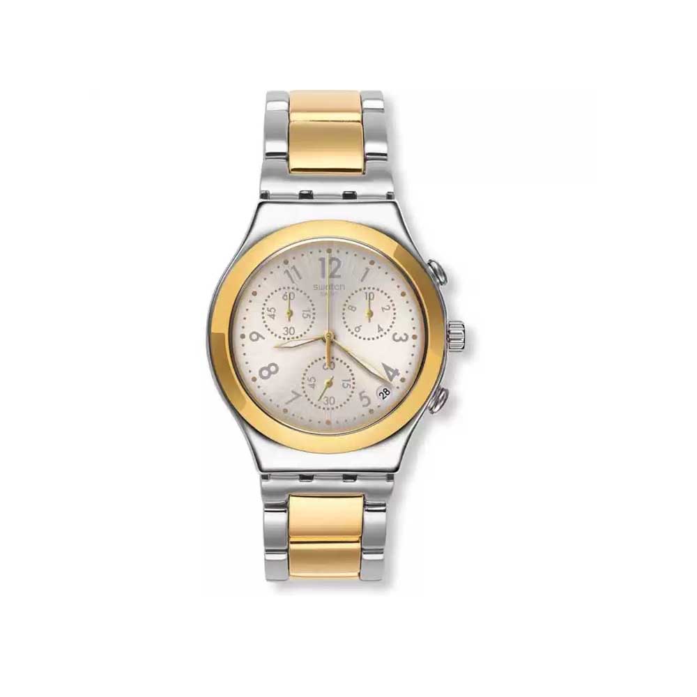 SWATCH DREAMNIGHT GOLDEN GOLD/SILVER STAINLESS-STEEL SWISS QUARTZ