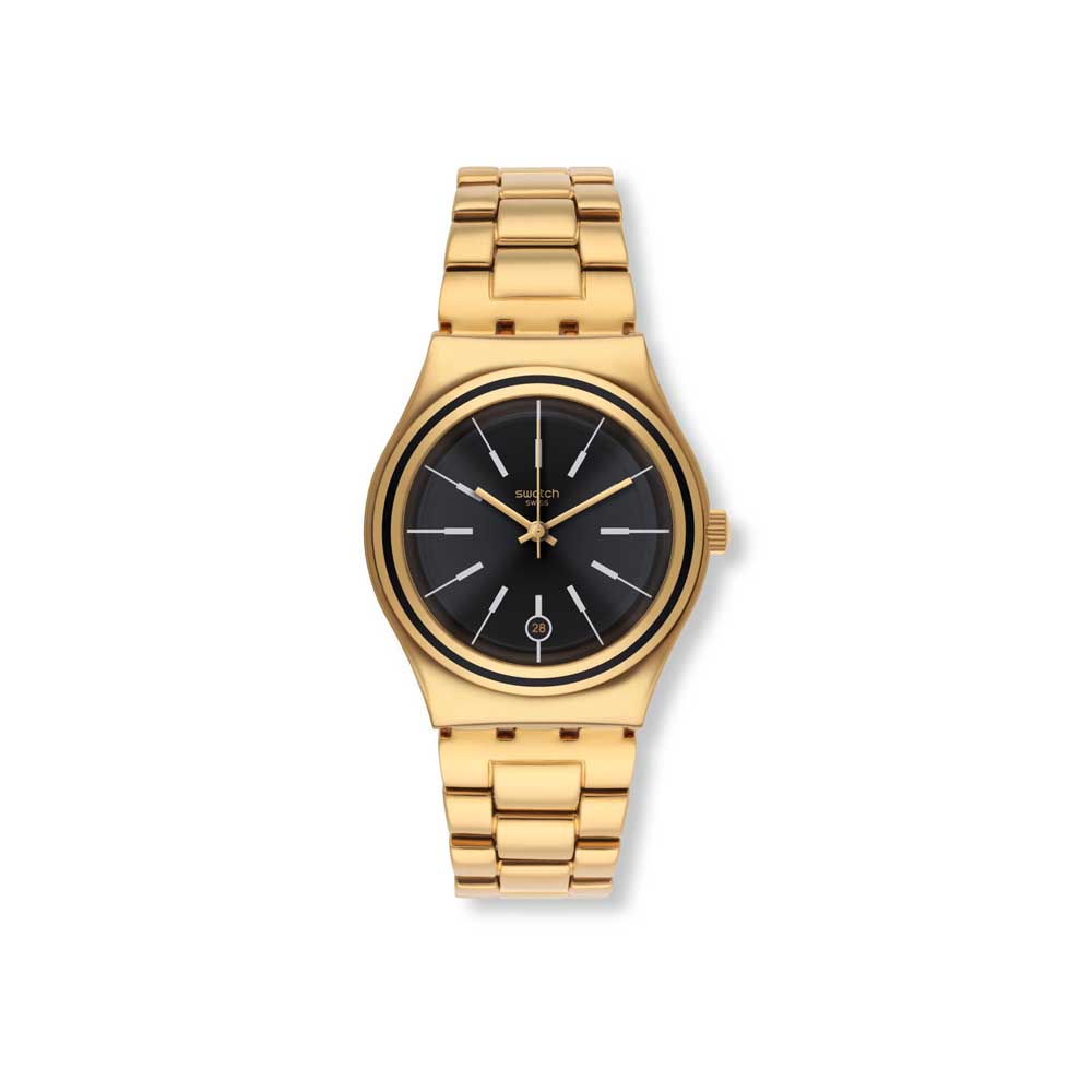 SWATCH Irony Last Run Black Dial Gold-plated Ladies