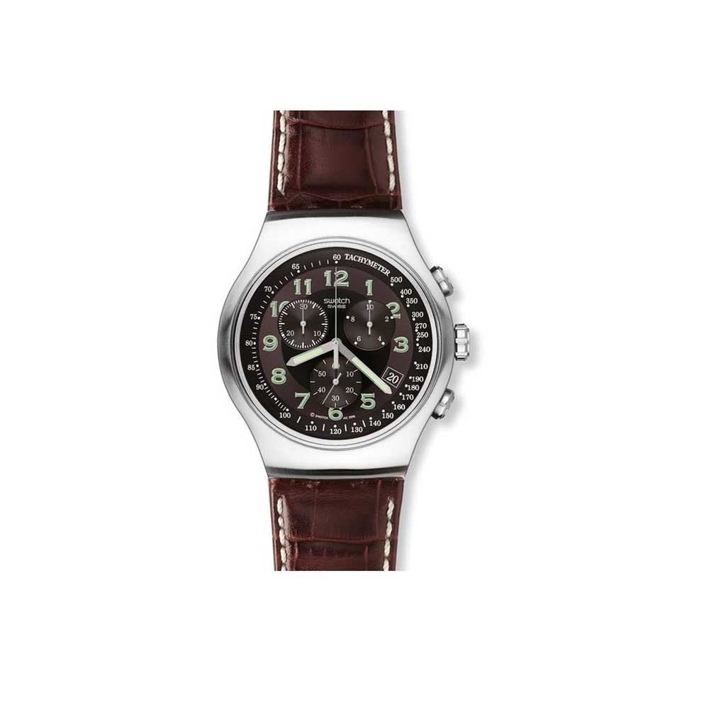 SWATCH Your Turn Brown Leather Men's Watch